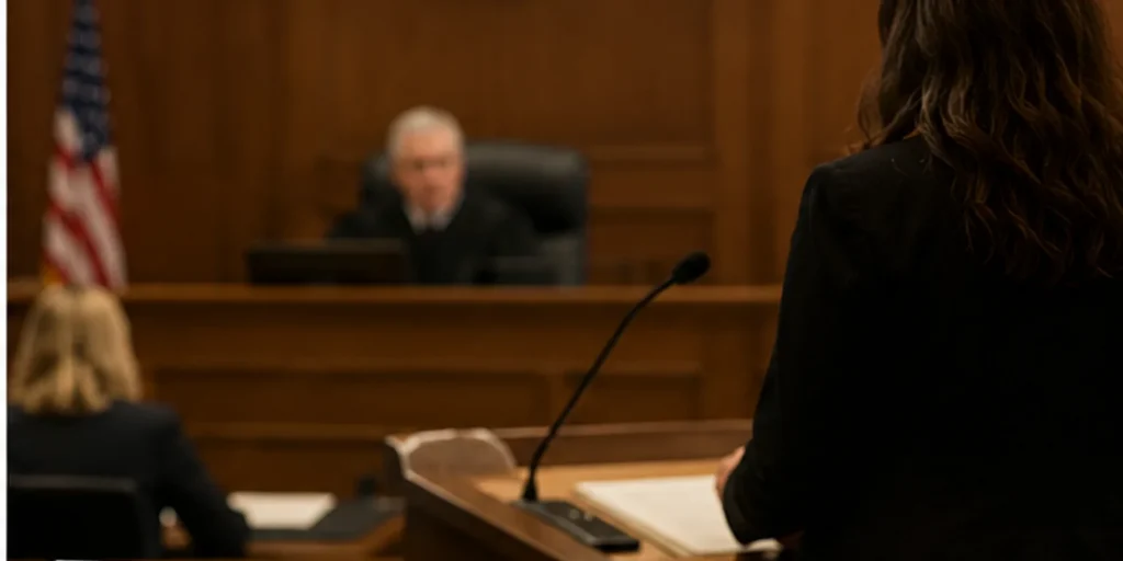 Attorney addressing the court during a wrongful death jury trial